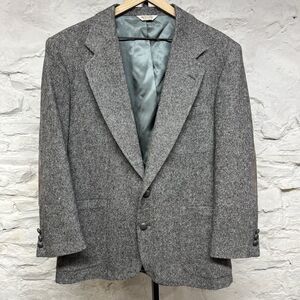 Stewart County Blazer 42S Tweed Coat Jacket Elbow Suede Patches Vintage 80s 90s